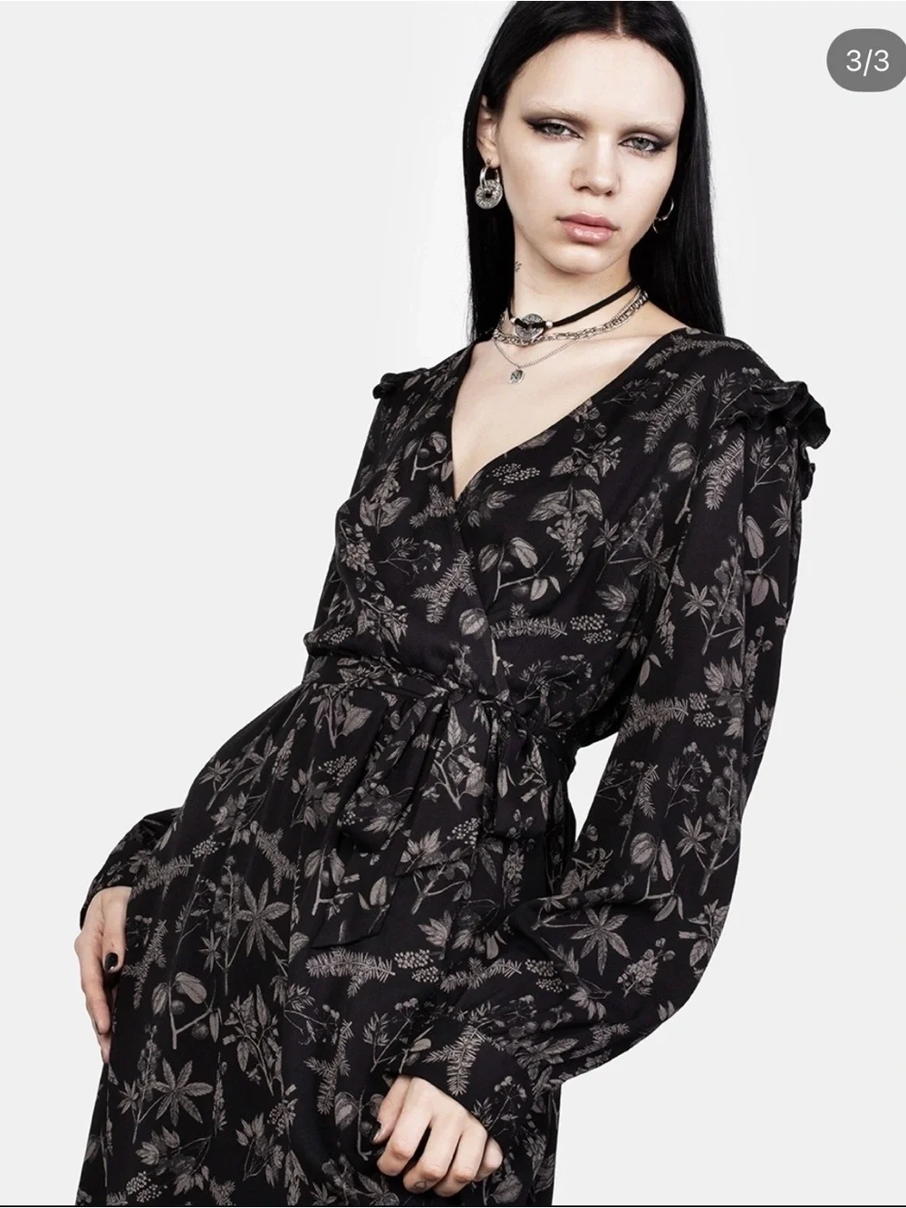 Disturbia Poisonous Plants midi faux wrap dress size 14 NWT - Picture 2 of 6